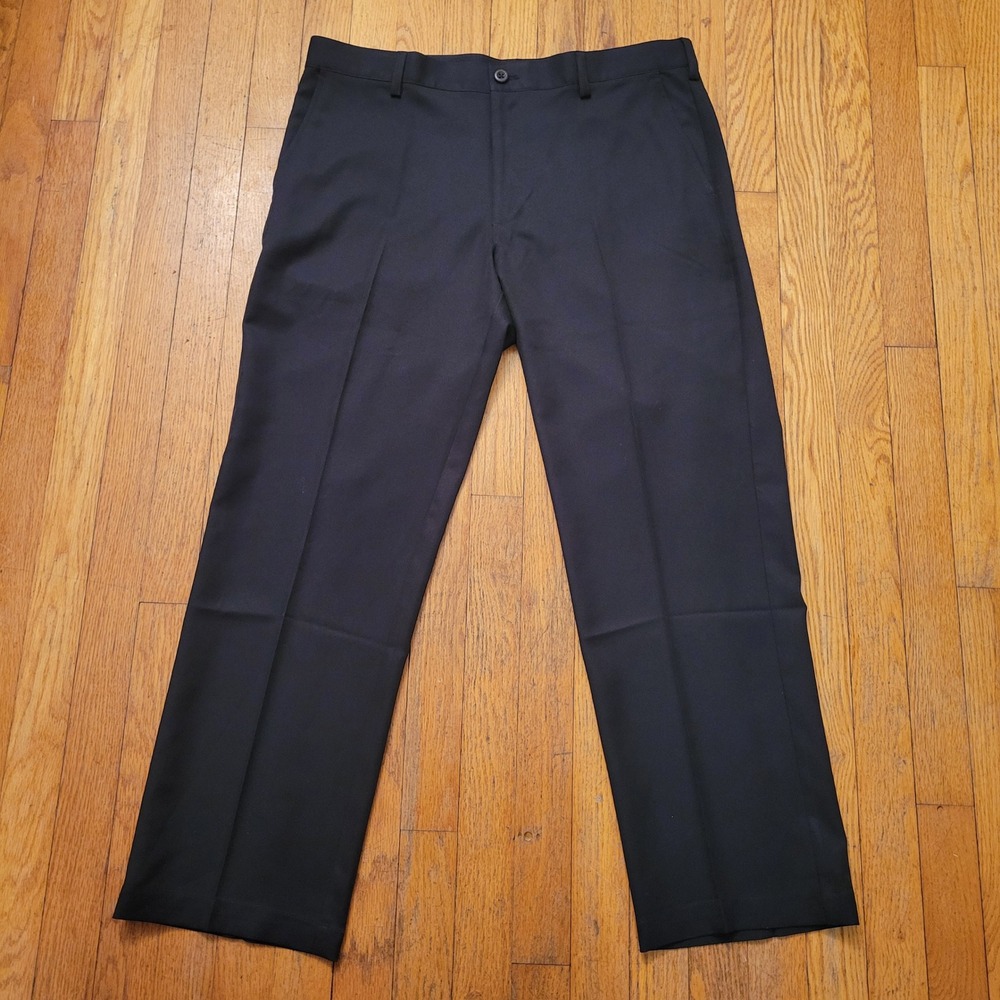 IZOD Golf Pants 36x30 Slim‎ Fit Black Performance Flat Front Trousers Outdoors